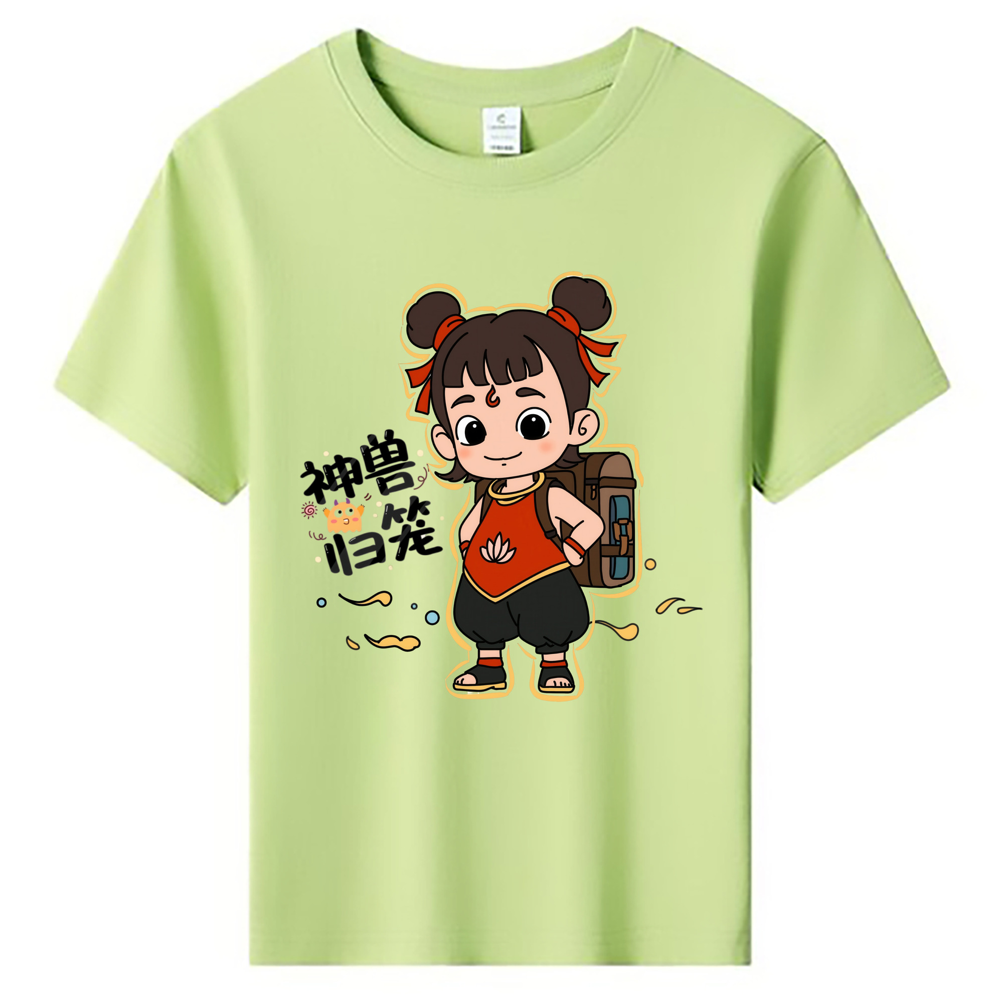 （画像用） Ne Zha 2 ナタ 魔童の大暴れ 綿100％キッズTシャツ（フロントプリント）